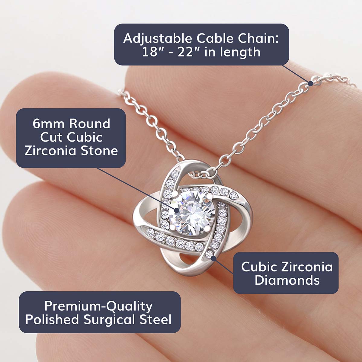 litzzy To my Mum - Thank you - Love Knot Necklace Jewelry   