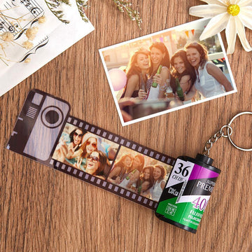 litzzy Custom Camera Roll Keychain Multiphoto Film Roll Keychain Keychain 5 Pics  