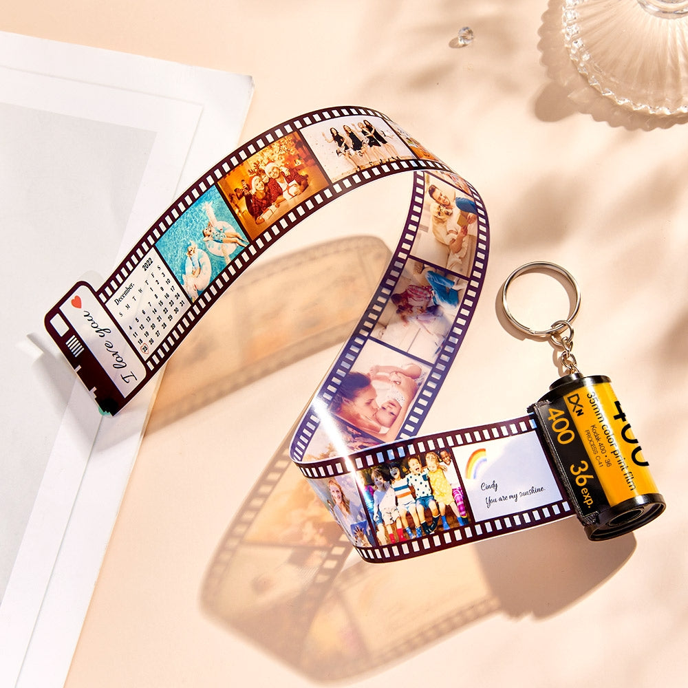 litzzy Personalized Camera Roll Keychain Custom Date and Text Photo Keychain Keychain   