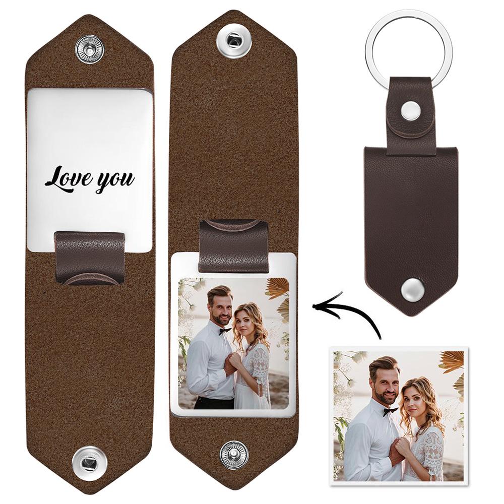 litzzy Personalized Leather Key Ring Custom Photo Keychain Keychain 3*4CM  