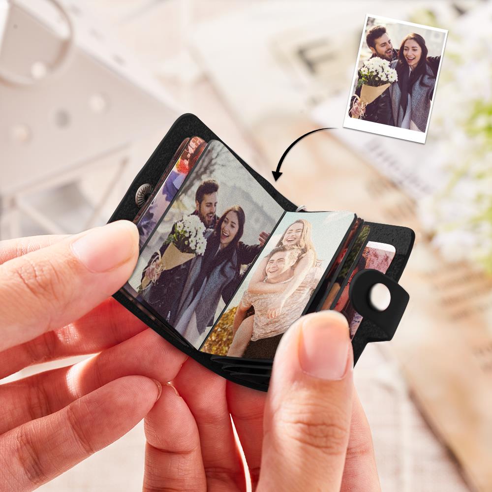 litzzy Custom Leather Keychain Personalized Photo Album Keyring Keychain Black  