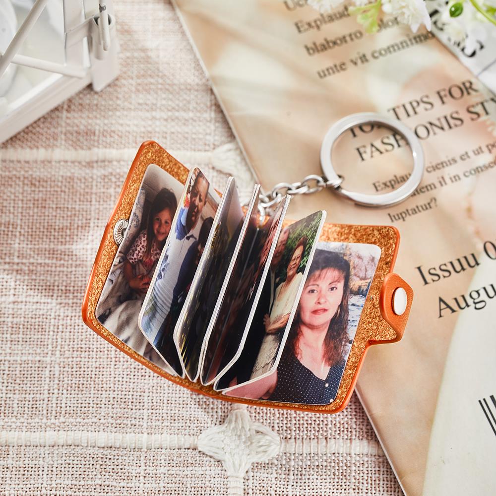 litzzy Custom Leather Keychain Personalized Photo Album Keyring Keychain   