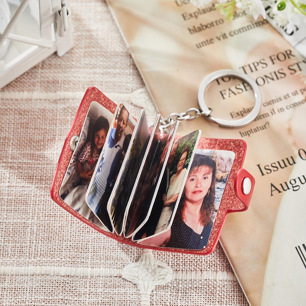 litzzy Custom Leather Keychain Personalized Photo Album Keyring Keychain   