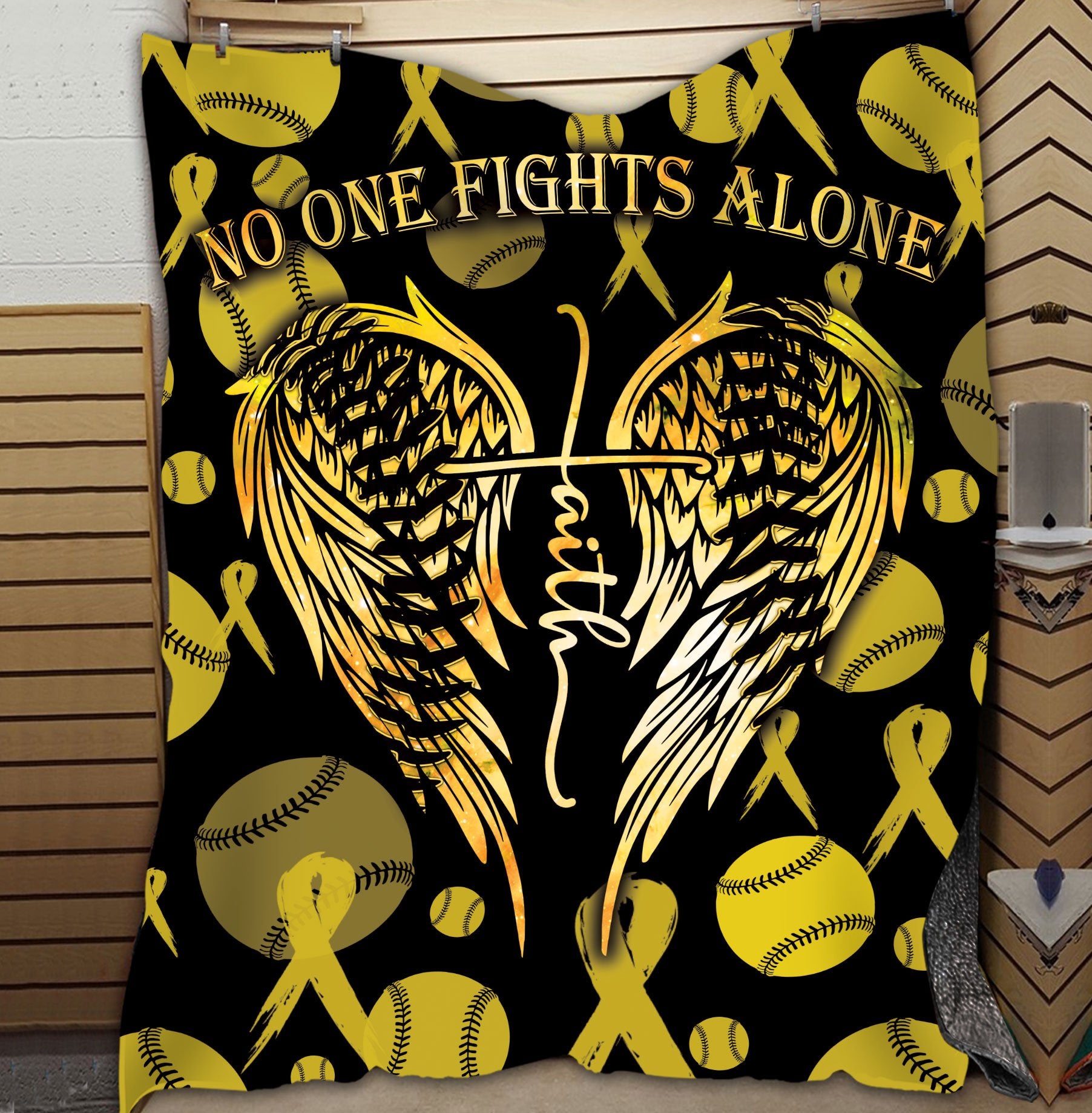 litzzy No One Fights Alone Ball Fleece Blanket - Lath3011203 Quilt Blanket   