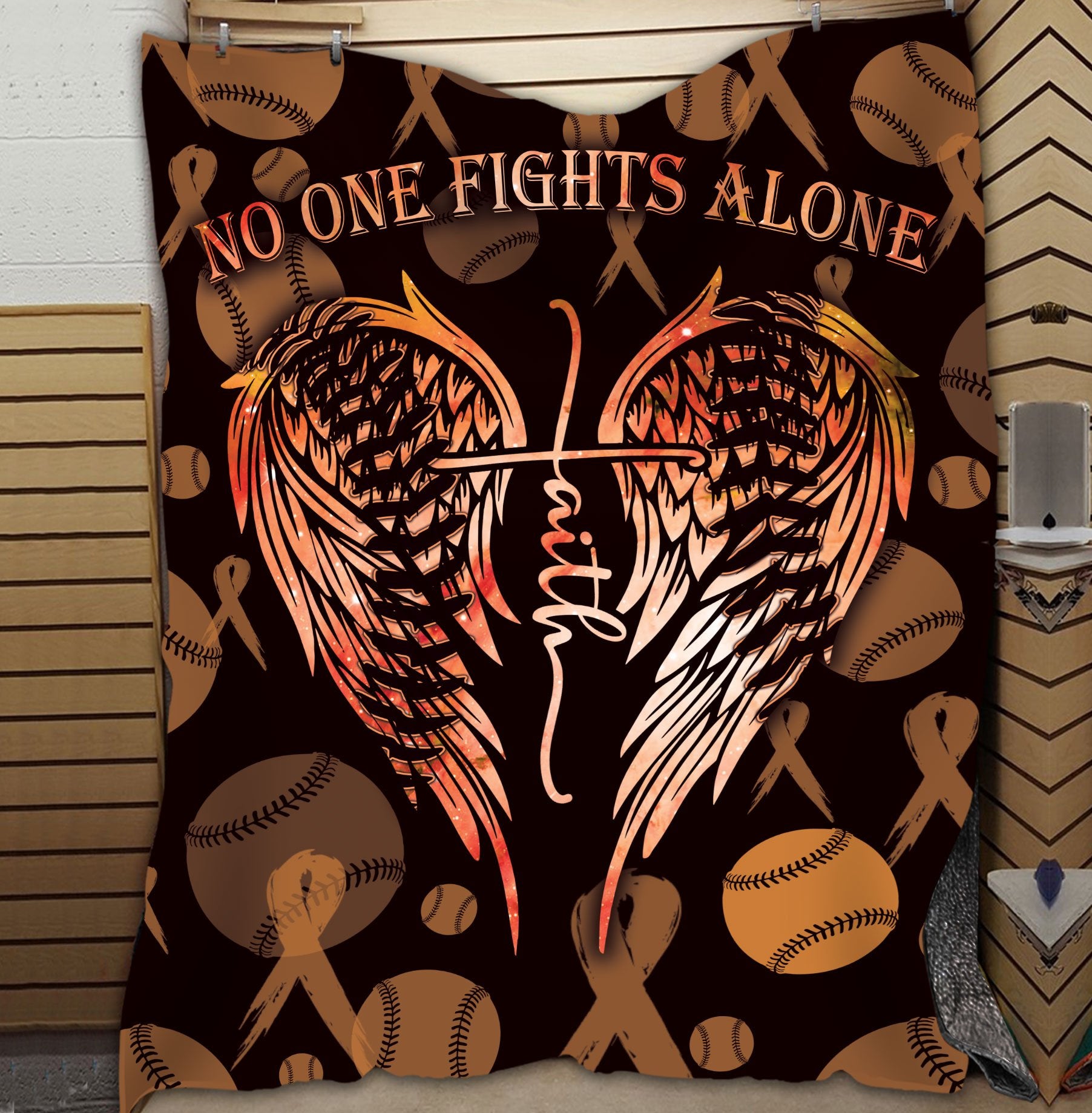 litzzy No One Fights Alone Ball Fleece Blanket - Lath3011203 Quilt Blanket   