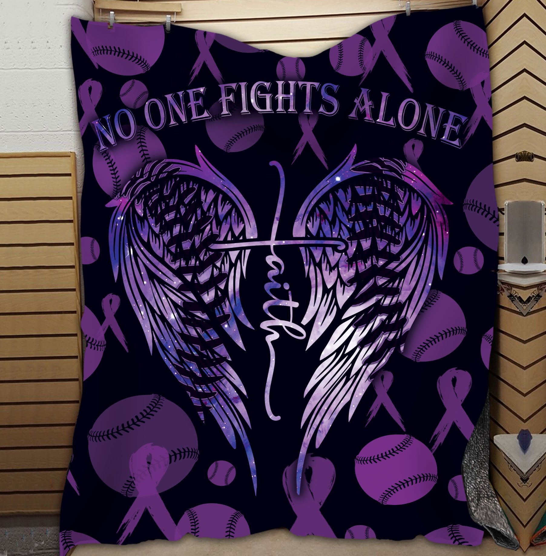 litzzy No One Fights Alone Ball Fleece Blanket - Lath3011203 Quilt Blanket EPILEPSY AWARENESS 50 X 60 