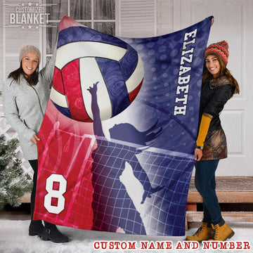 litzzy Personalized America Colors Volleyball Fleece Blanket - Tlty2311201 Quilt Blanket 50x60  