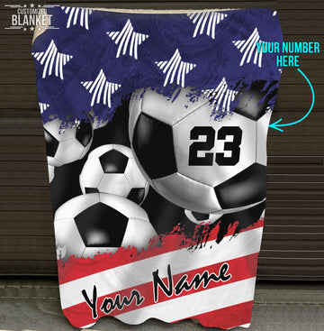 litzzy Personalized America Soccer Balls Fleece Blanket - Tlty0912201 Quilt Blanket 60 X 80  