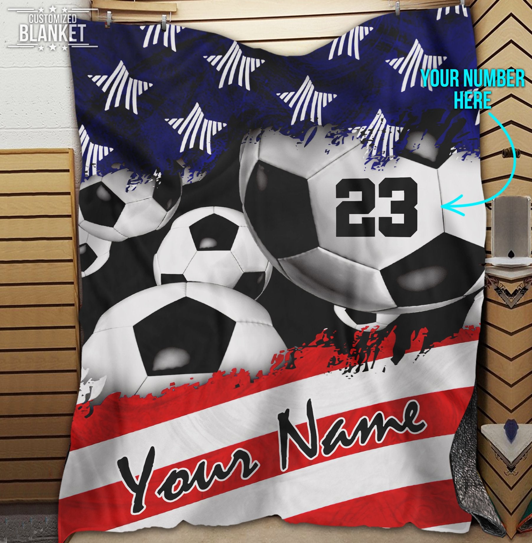 litzzy Personalized America Soccer Balls Fleece Blanket - Tlty0912201 Quilt Blanket   