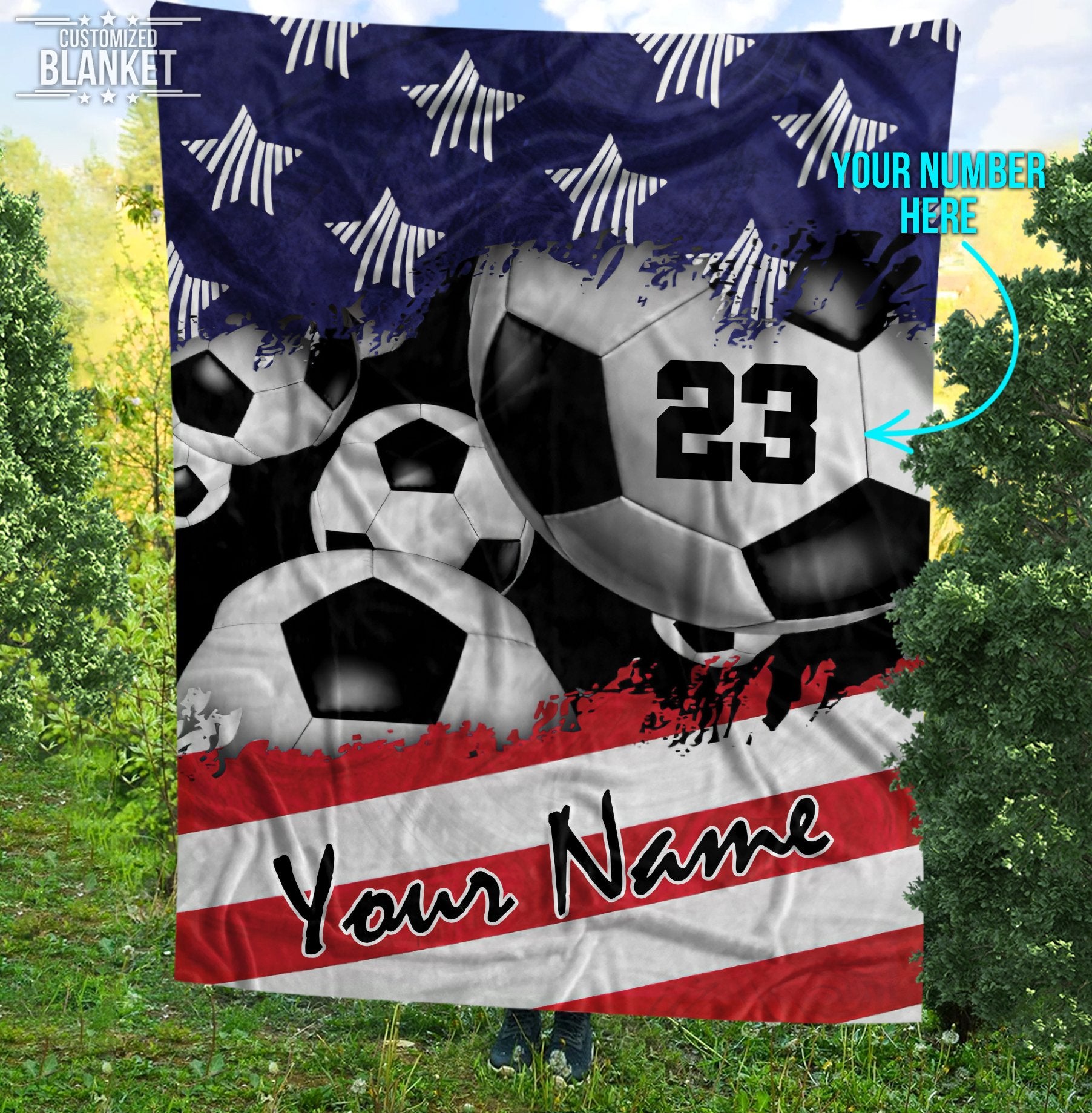 litzzy Personalized America Soccer Balls Fleece Blanket - Tlty0912201 Quilt Blanket 50 X 60  