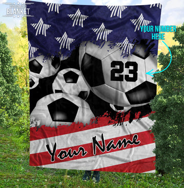 litzzy Personalized America Soccer Balls Fleece Blanket - Tlty0912201 Quilt Blanket 50 X 60  
