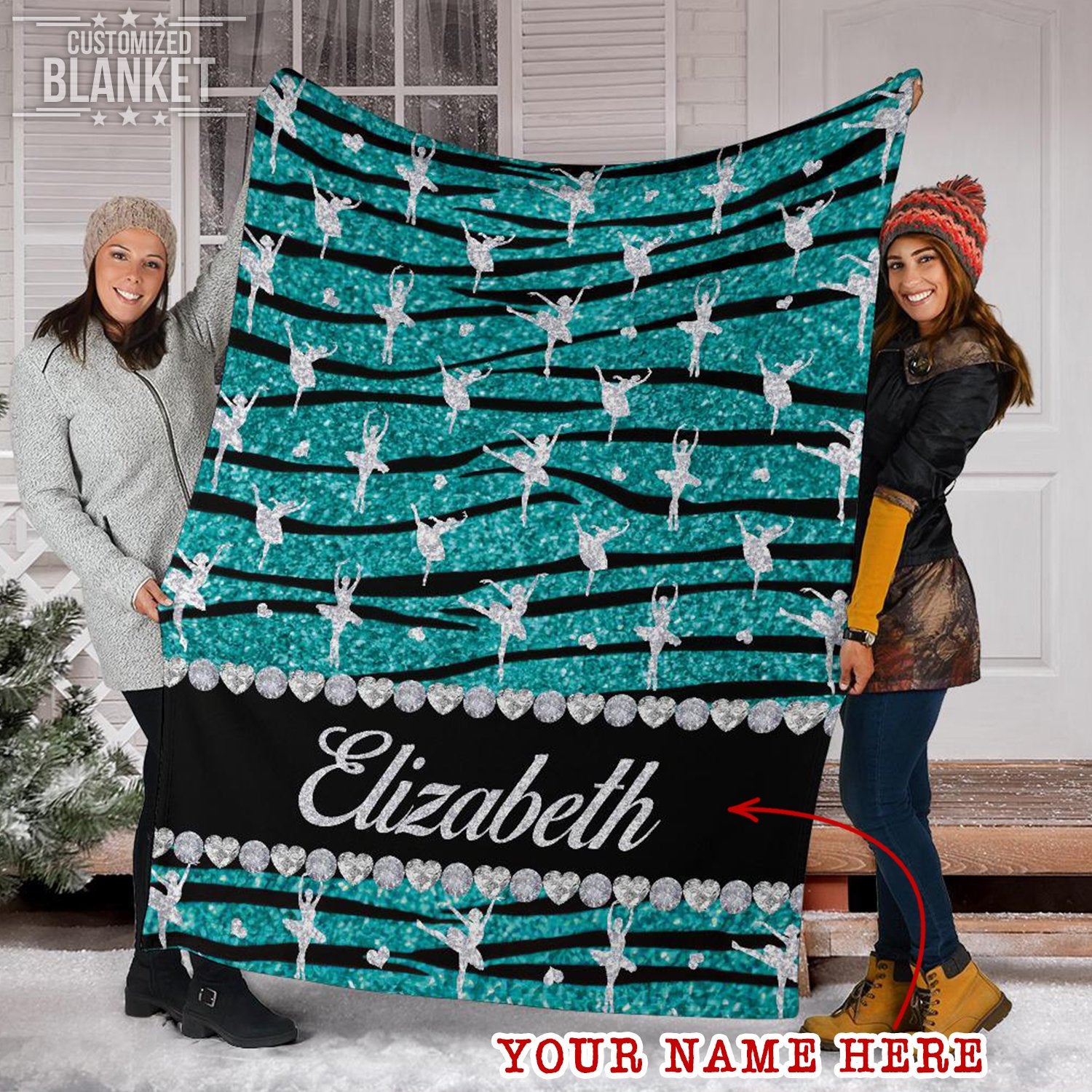 litzzy Personalized Ballet Glitter Zebra Fleece Blanket - Tlty1711202 Quilt Blanket 60x80  