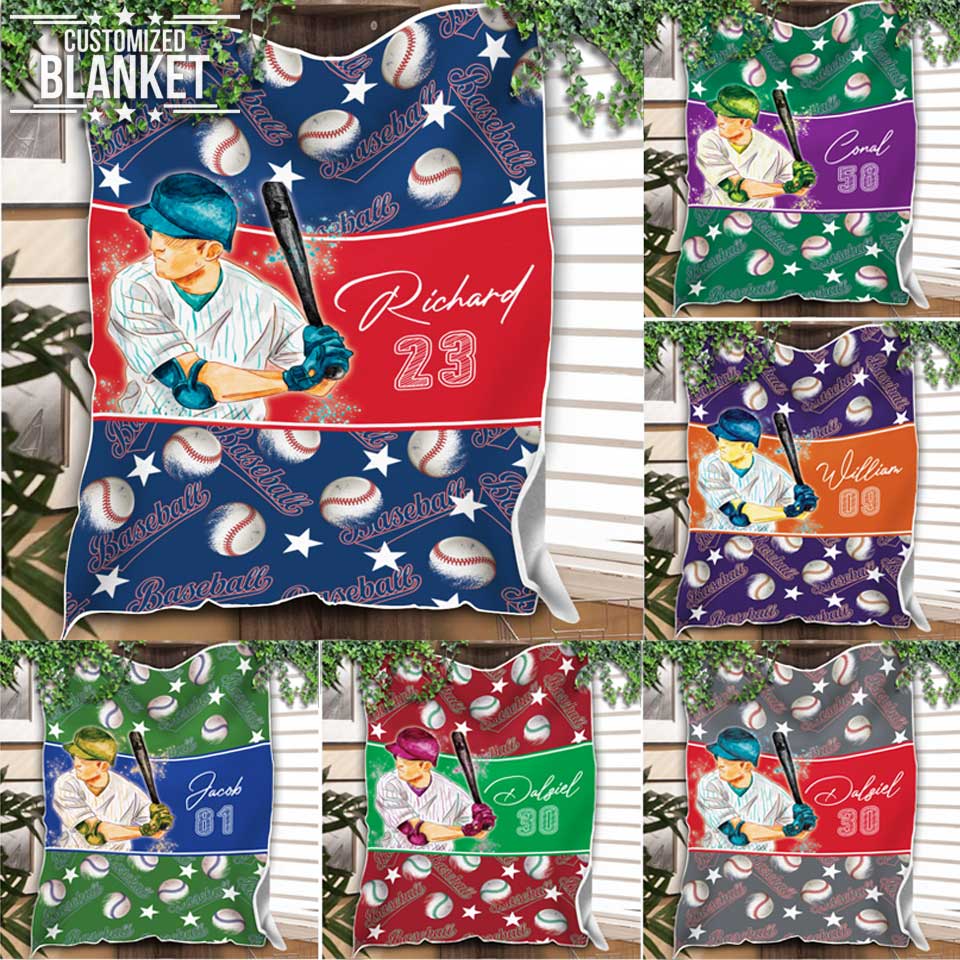 litzzy Personalized Baseball Balls Fleece Blanket - Lath2611202 Quilt Blanket   