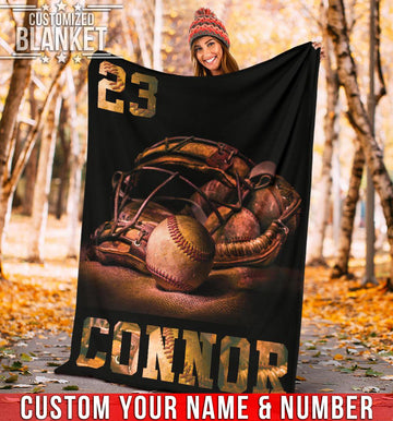 litzzy Personalized Baseball Darkness Fleece Blanket - Tlnb0911202Ki Quilt Blanket 60x80  