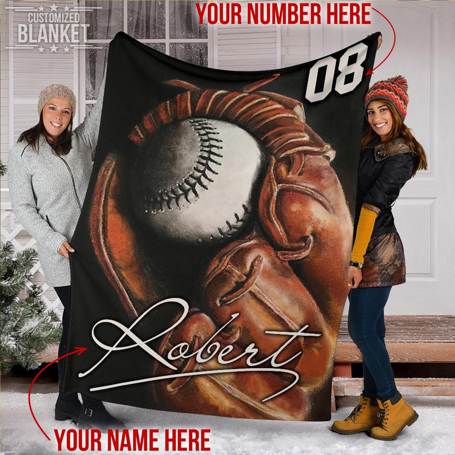 litzzy Personalized Baseball Glove Fleece Blanket - Ty0911207 Quilt Blanket 50x60  
