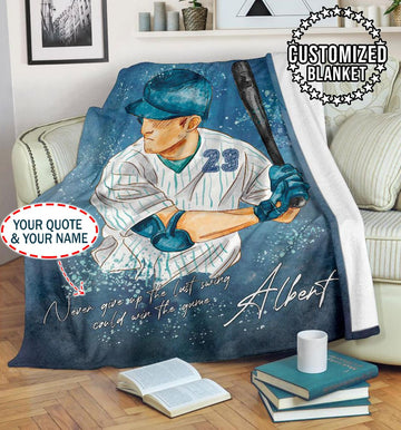 litzzy Personalized Baseball Player Fleece Blanket - Lath1011203Ki Quilt Blanket 60x80  