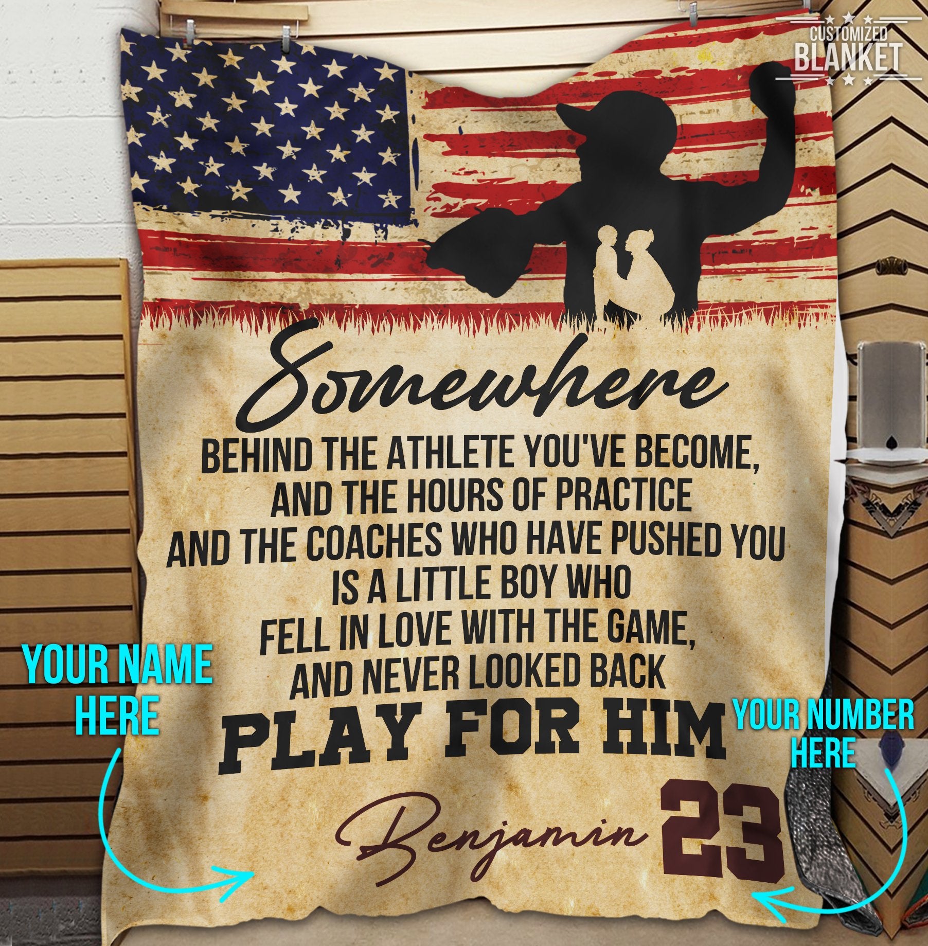 litzzy Personalized Baseball Somewhere Fleece Blanket - Tlty3011201 Quilt Blanket 60x80  
