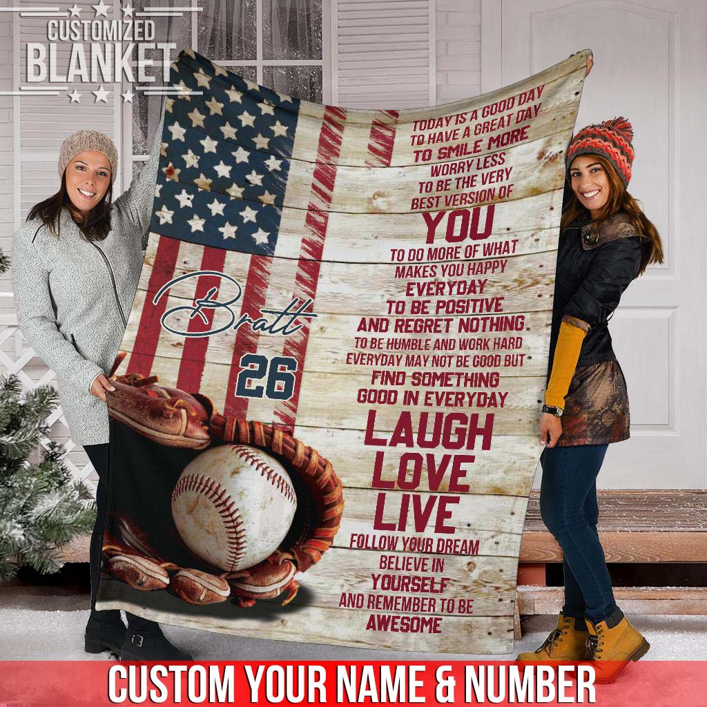 litzzy Personalized Baseball Today Is A Good Day Fleece Blanket - Tlnb1011201 Quilt Blanket   