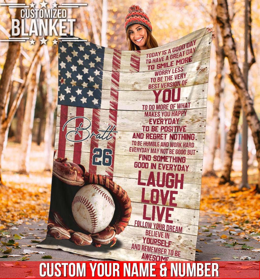 litzzy Personalized Baseball Today Is A Good Day Fleece Blanket - Tlnb1011201 Quilt Blanket   
