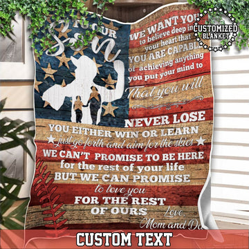 litzzy Personalized Baseball To Our Son Flag Fleece Blanket - Tltm2811201 Quilt Blanket 50x60  