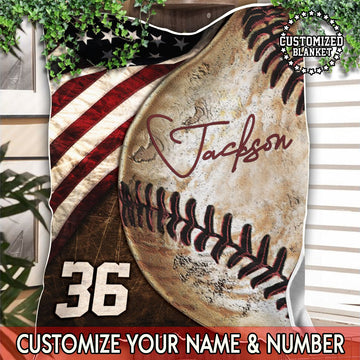 litzzy Personalized Baseball Vintage Ball Fleece Blanket - Tltm2711201 Quilt Blanket 60x80  