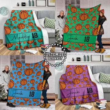 litzzy Personalized Basketball Collection Fleece Blanket - Tltm1211203 Quilt Blanket CUSTOM COLOR 50 X 60 