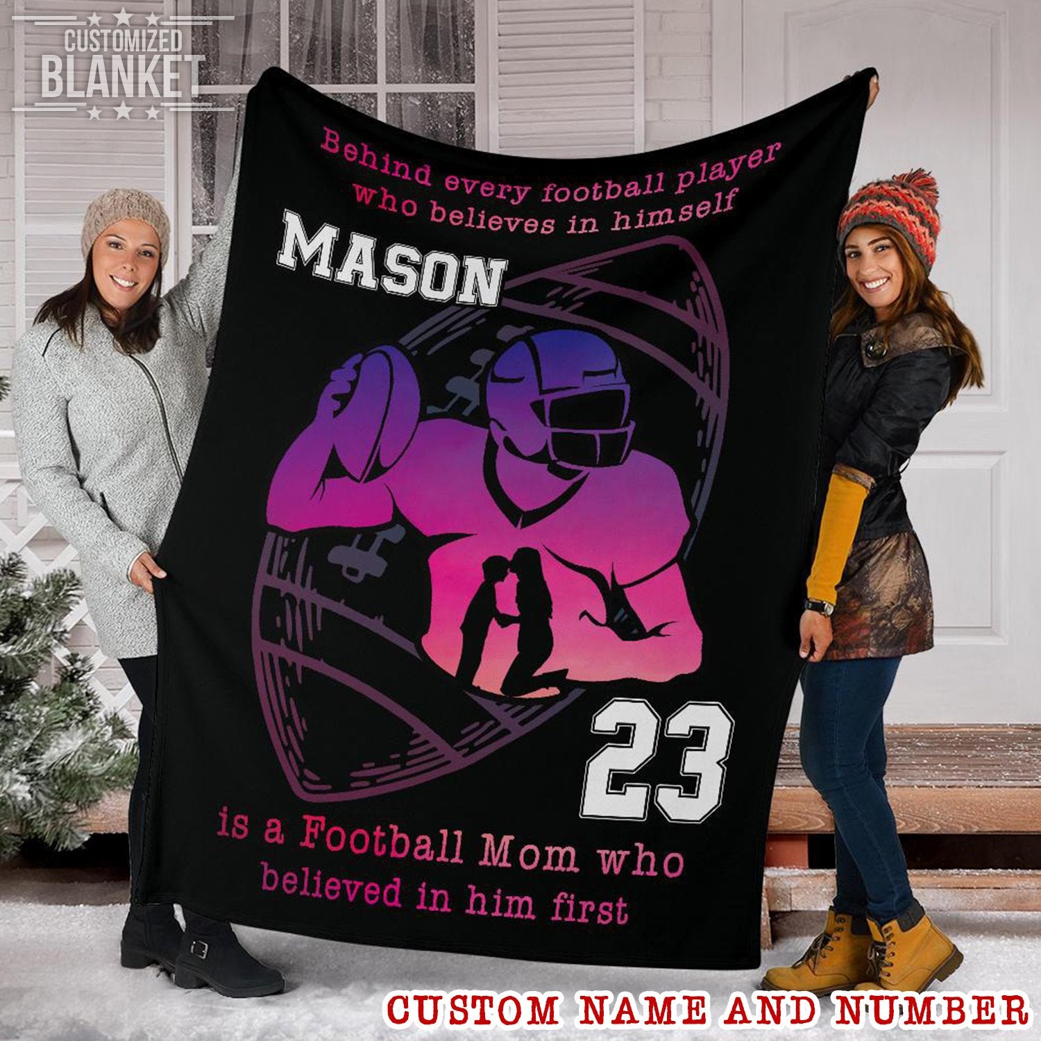 litzzy Personalized Behind Every Football Player Fleece Blanket - Tlty1311202Ki Quilt Blanket 50x60  