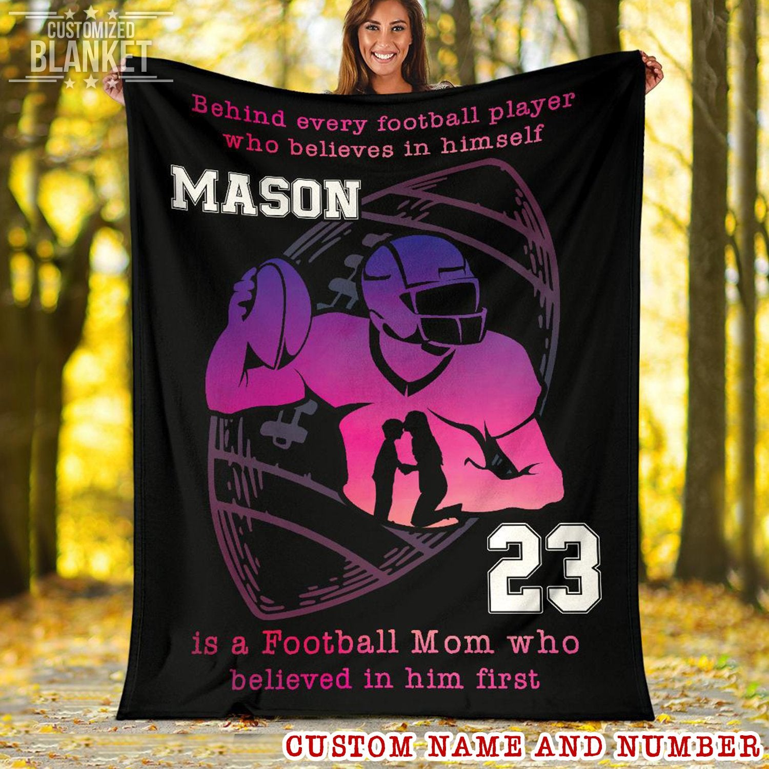 litzzy Personalized Behind Every Football Player Fleece Blanket - Tlty1311202Ki Quilt Blanket 60x80  