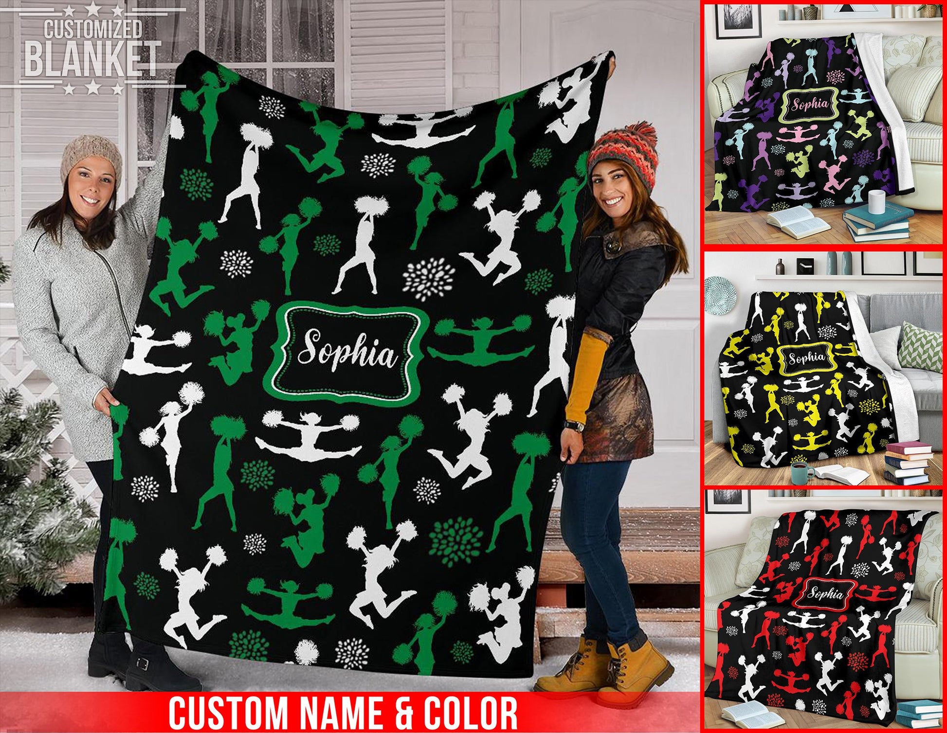 litzzy Personalized Cheerleader Collection Fleece Blanket - Tlnb1711201 Quilt Blanket CUSTOM COLOR 60 X 80 