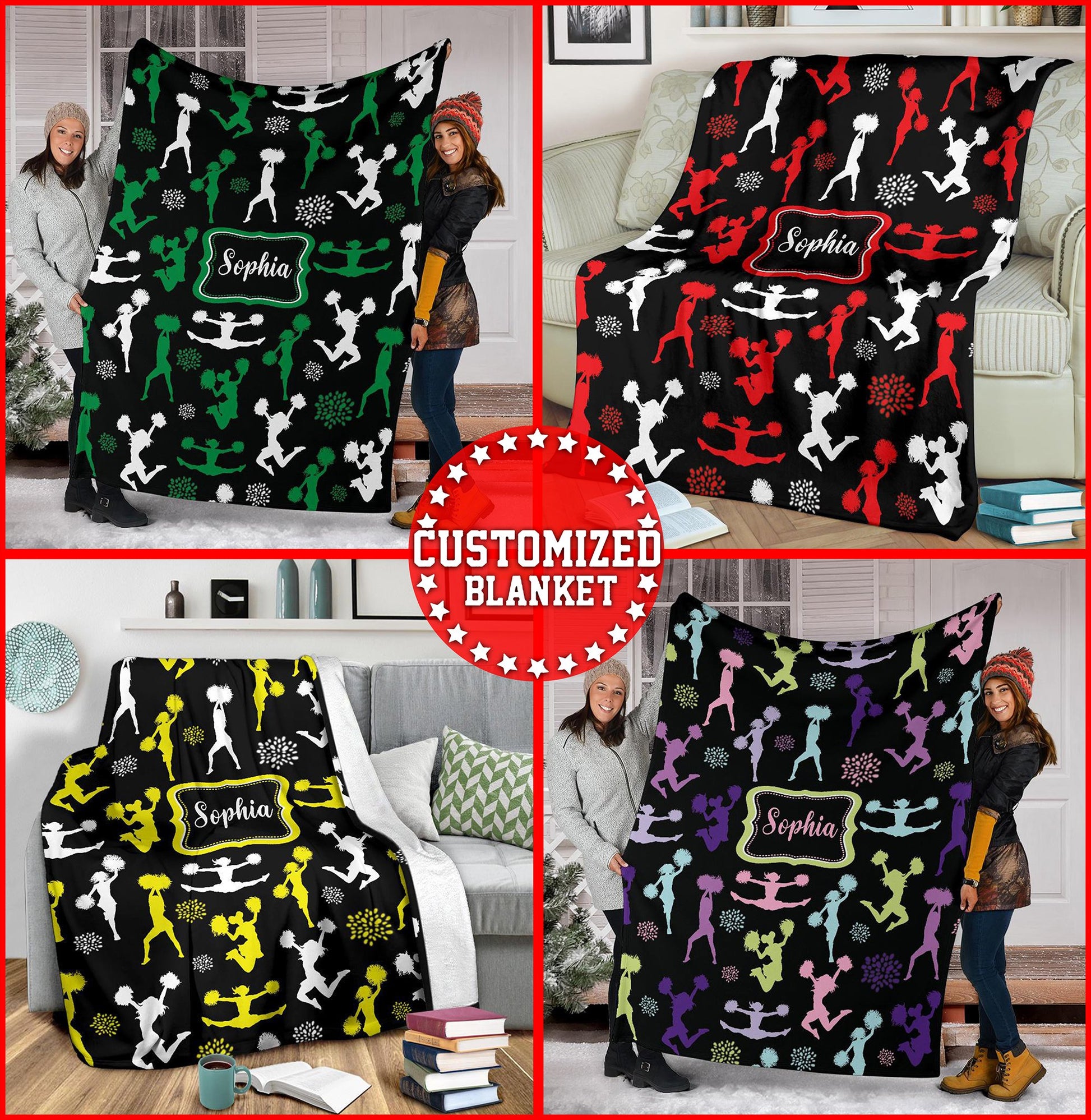 litzzy Personalized Cheerleader Collection Fleece Blanket - Tlnb1711201 Quilt Blanket CUSTOM COLOR 50 X 60 