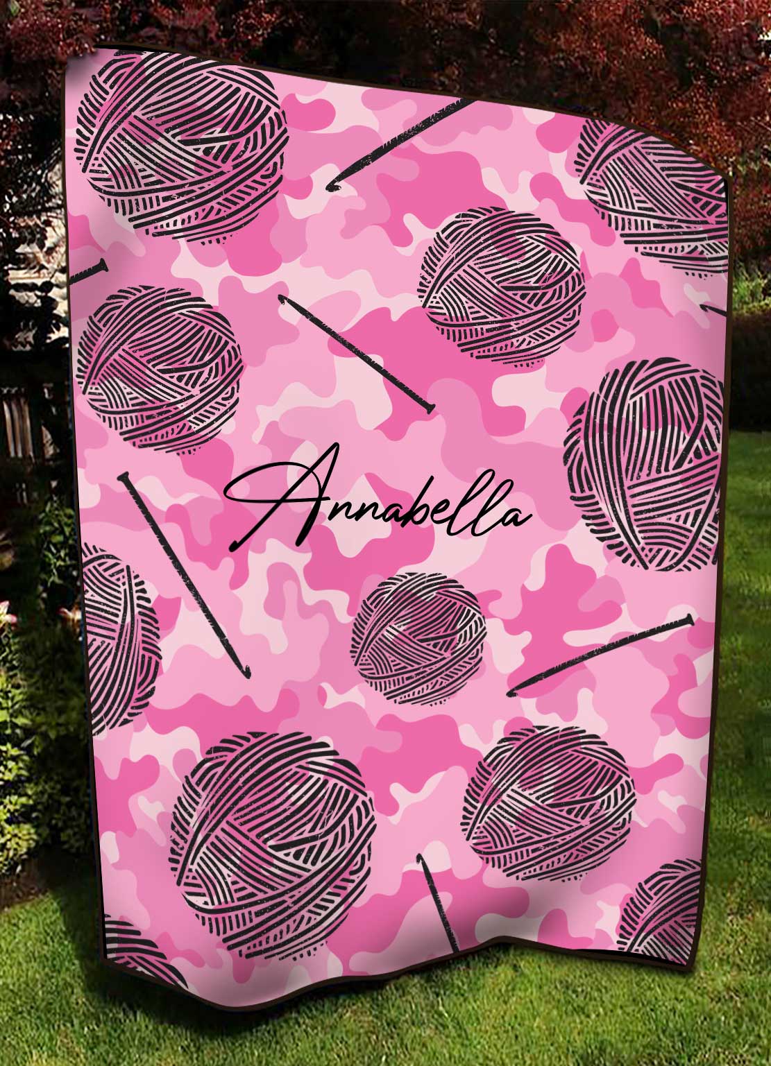 litzzy Personalized Crochet Fleece Blanket - Lath2711202 Quilt Blanket PINK 50 X 60 