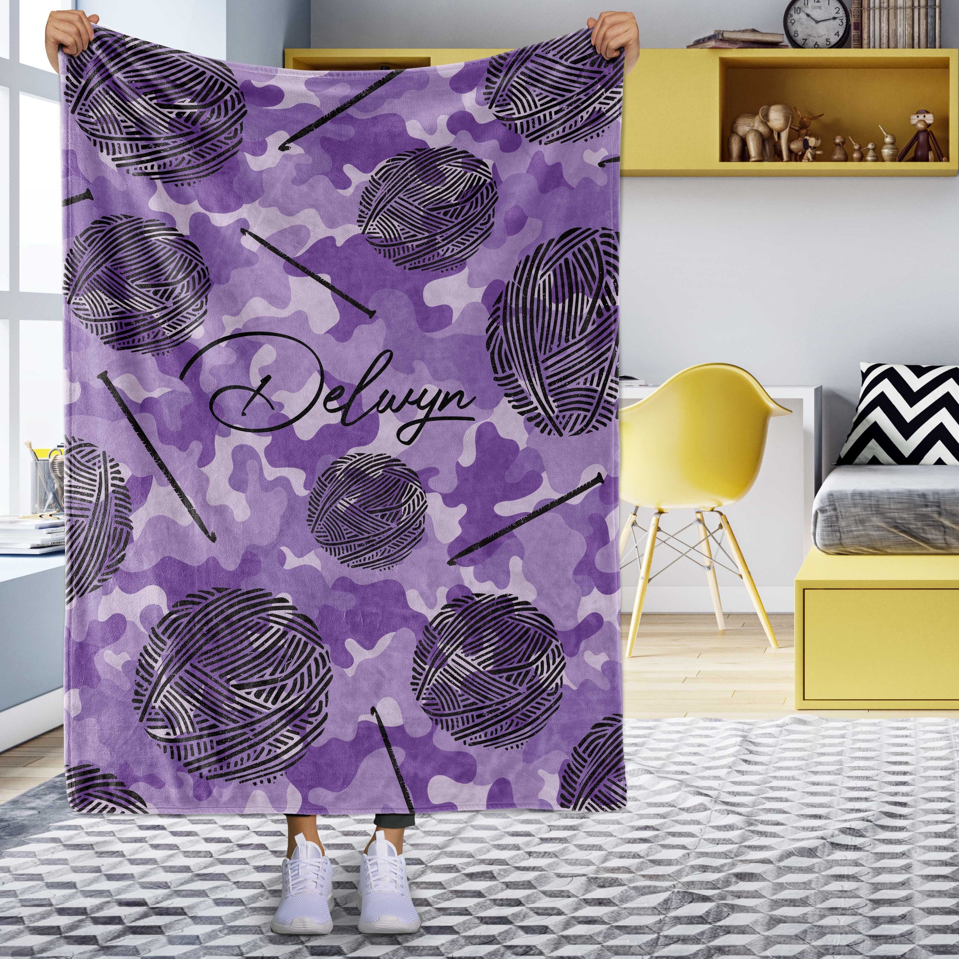 litzzy Personalized Crochet Fleece Blanket - Lath2711202 Quilt Blanket PURPLE 50 X 60 