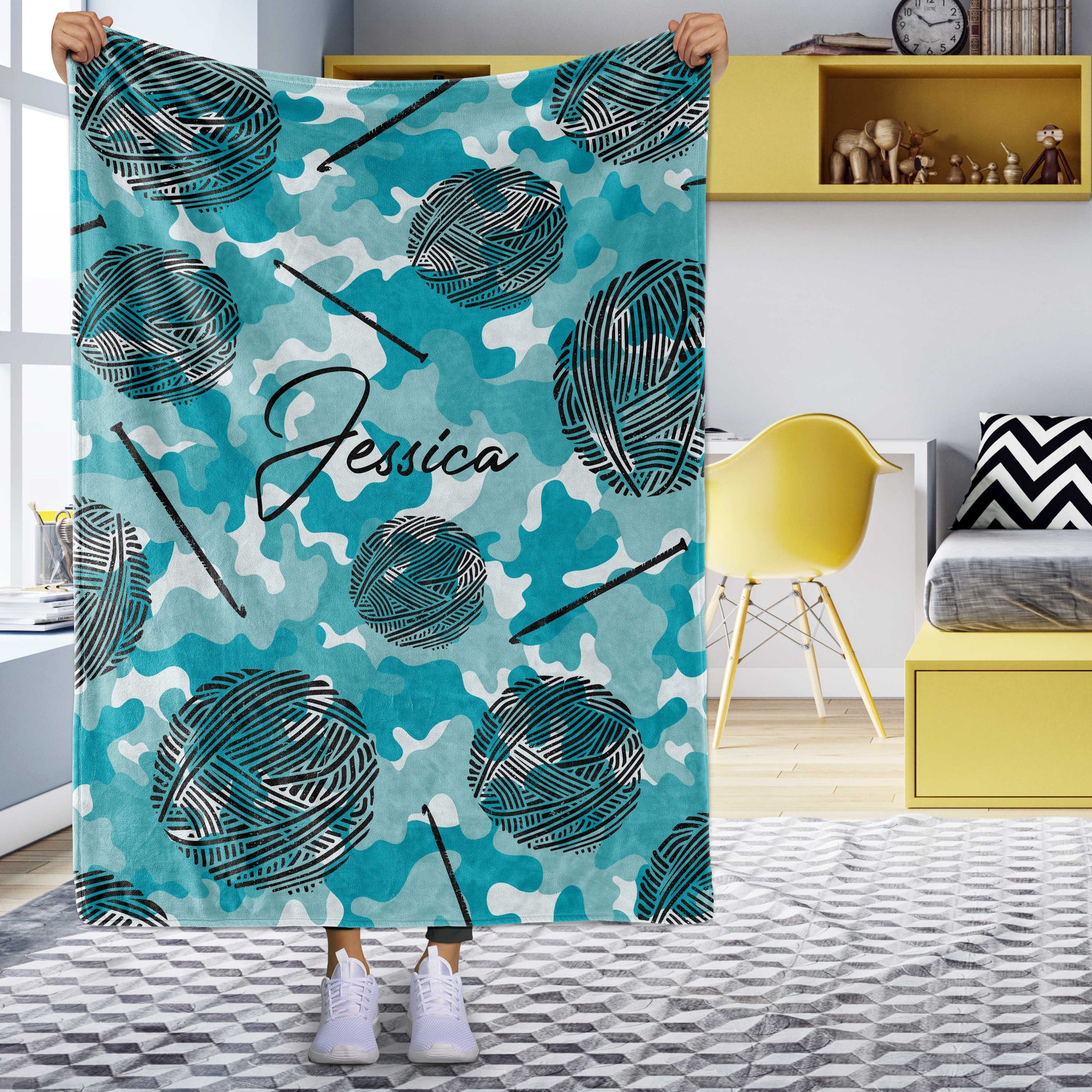 litzzy Personalized Crochet Fleece Blanket - Lath2711202 Quilt Blanket MINT 50 X 60 