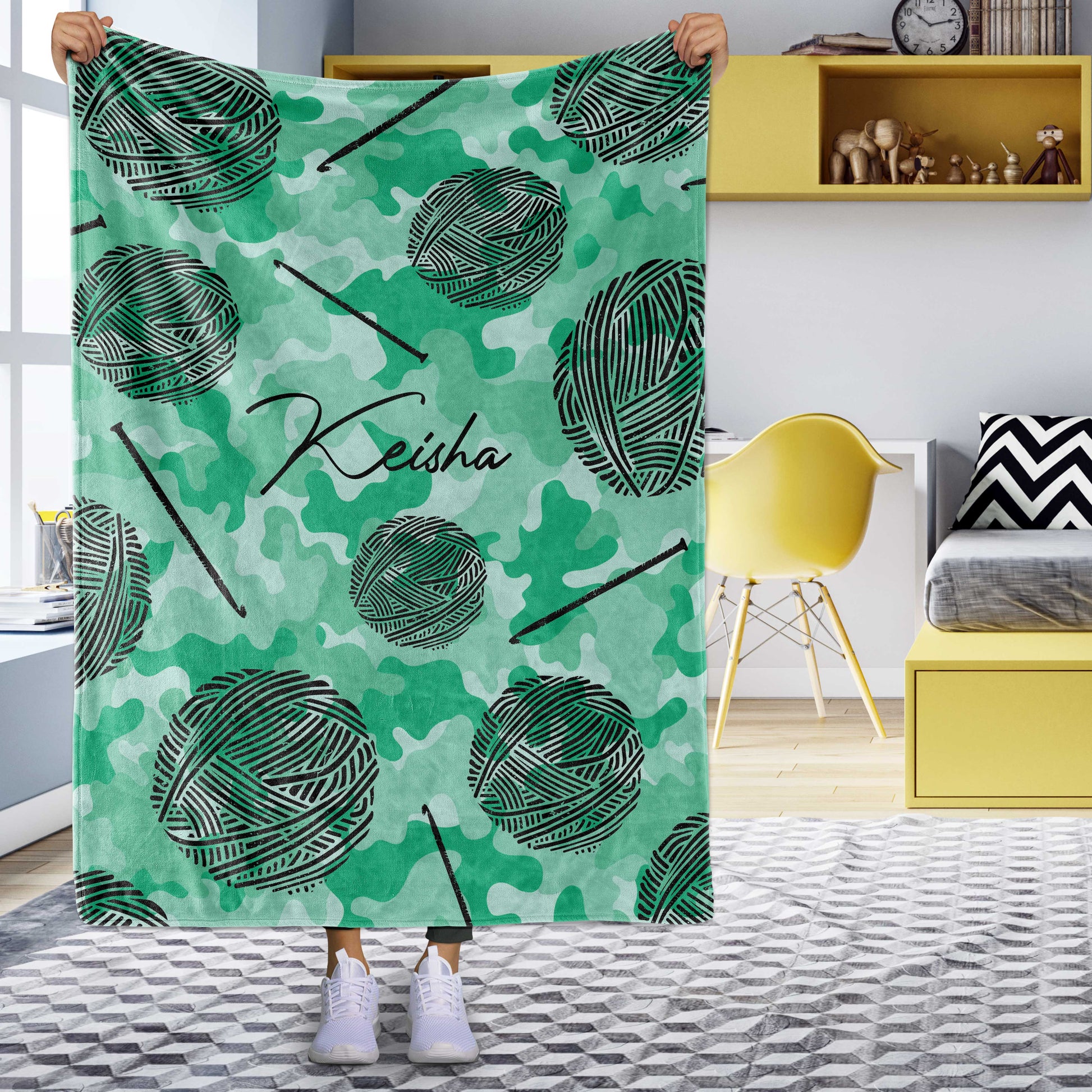 litzzy Personalized Crochet Fleece Blanket - Lath2711202 Quilt Blanket TEAL 50 X 60 
