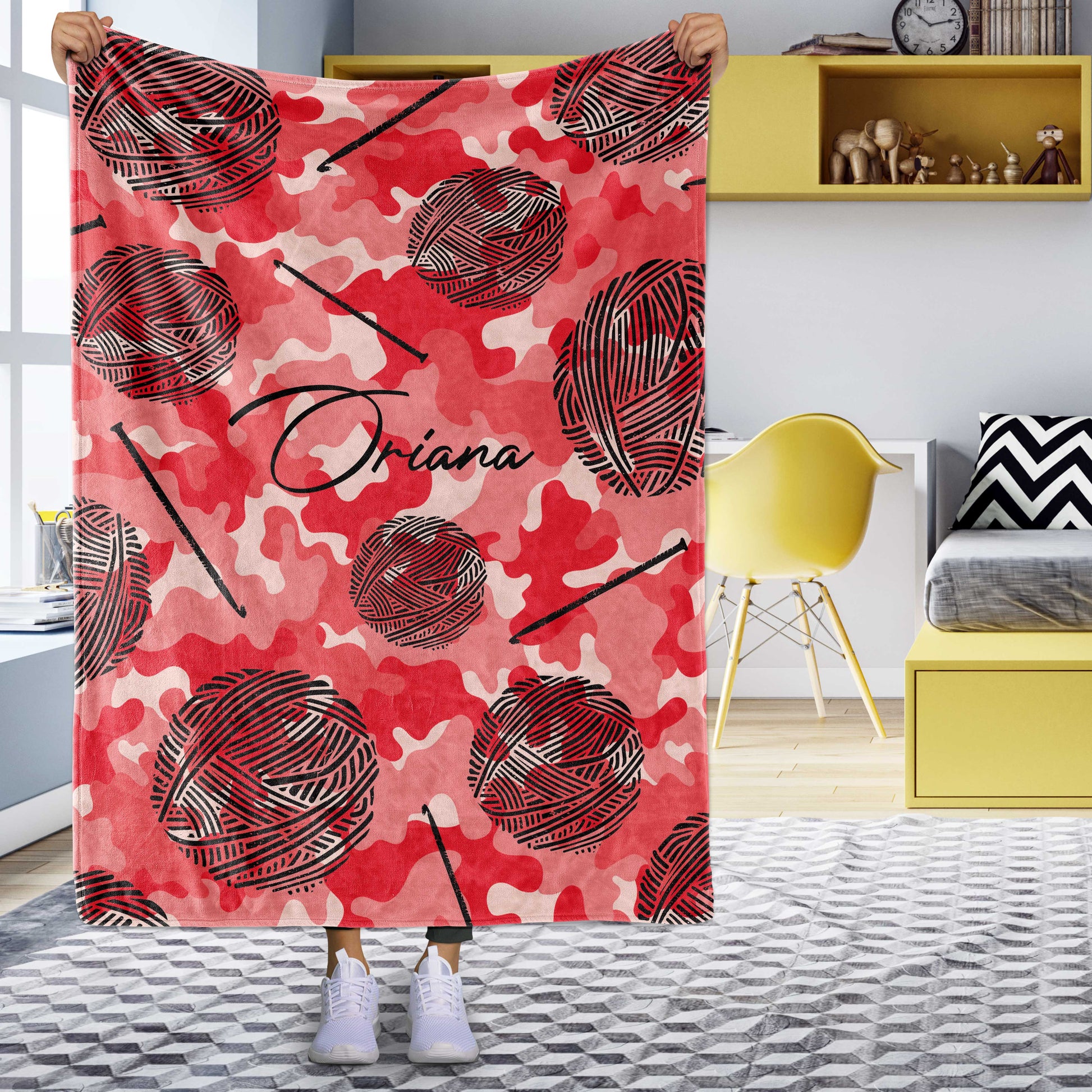 litzzy Personalized Crochet Fleece Blanket - Lath2711202 Quilt Blanket RED 50 X 60 