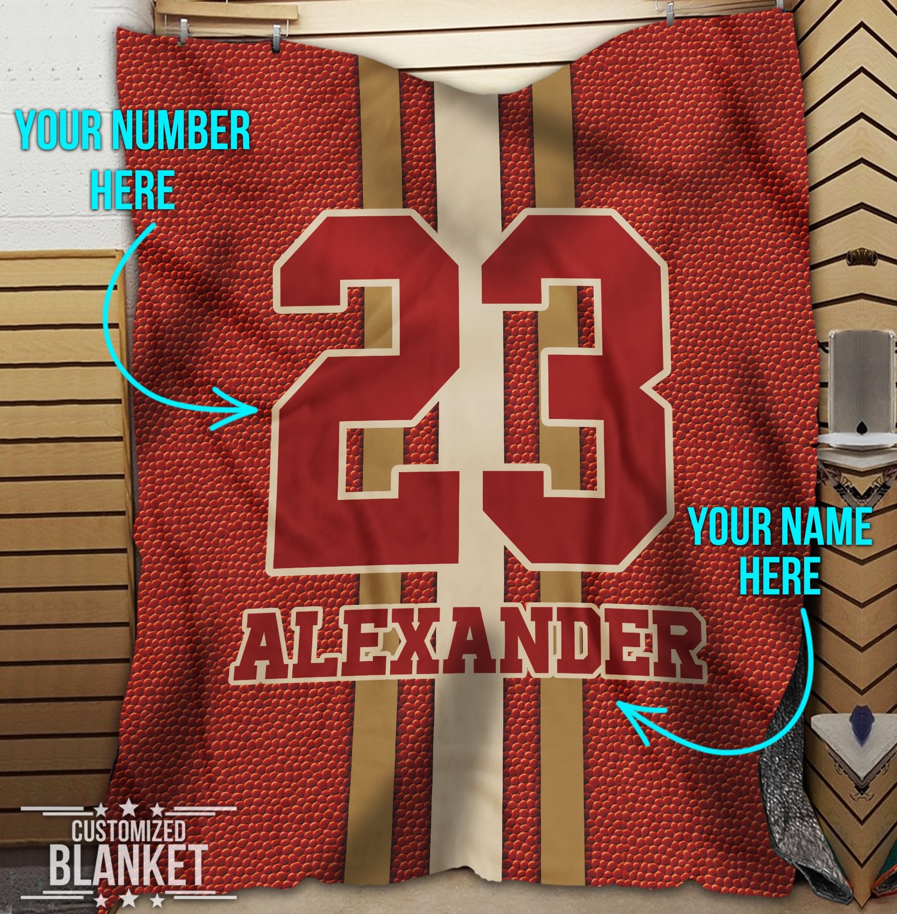 litzzy Personalized Football Leather Fleece Blanket - Tlty2811201 Quilt Blanket 50x60  