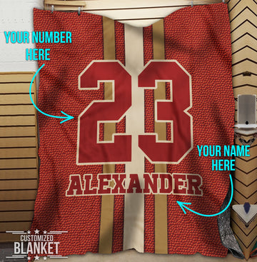 litzzy Personalized Football Leather Fleece Blanket - Tlty2811201 Quilt Blanket 50x60  