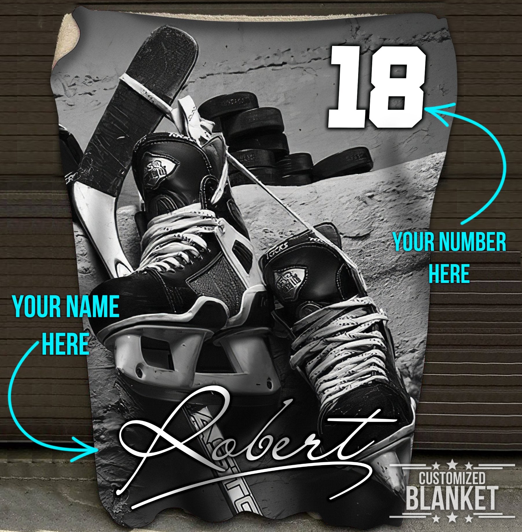 litzzy Personalized Hockey Shoes Fleece Blanket - Ty0911204 Quilt Blanket   