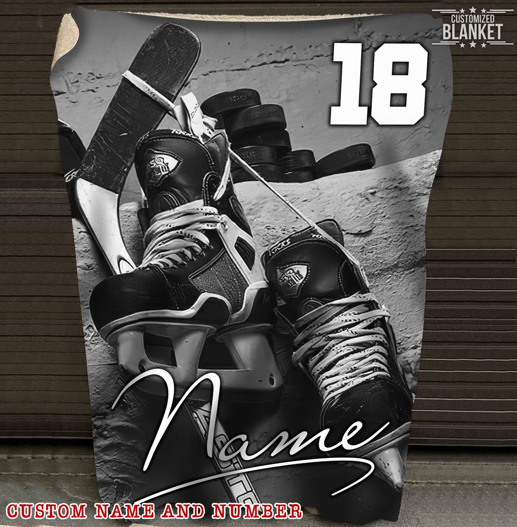 litzzy Personalized Hockey Shoes Fleece Blanket - Ty0911204 Quilt Blanket 60x80  