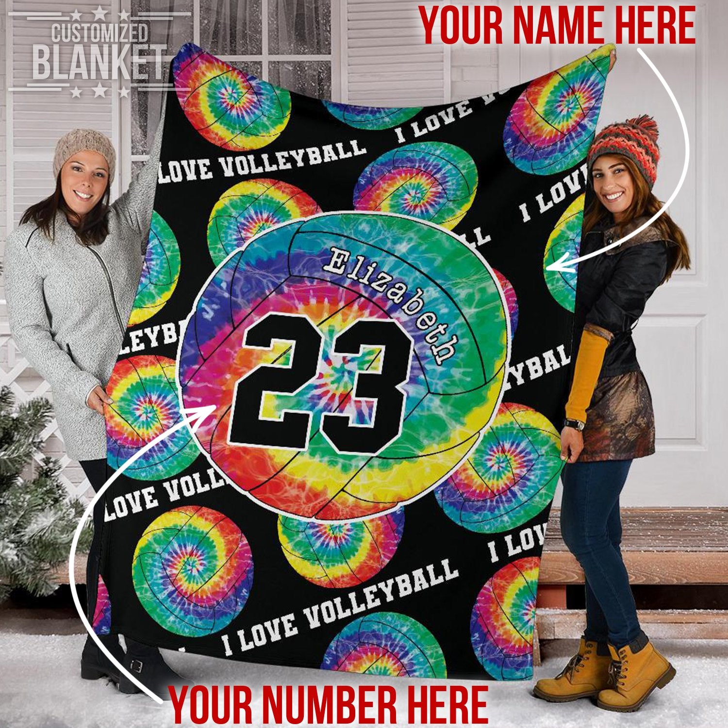 litzzy Personalized I Love Volleyball Tie Dye Fleece Blanket - Ty0911201 Quilt Blanket 50x60  
