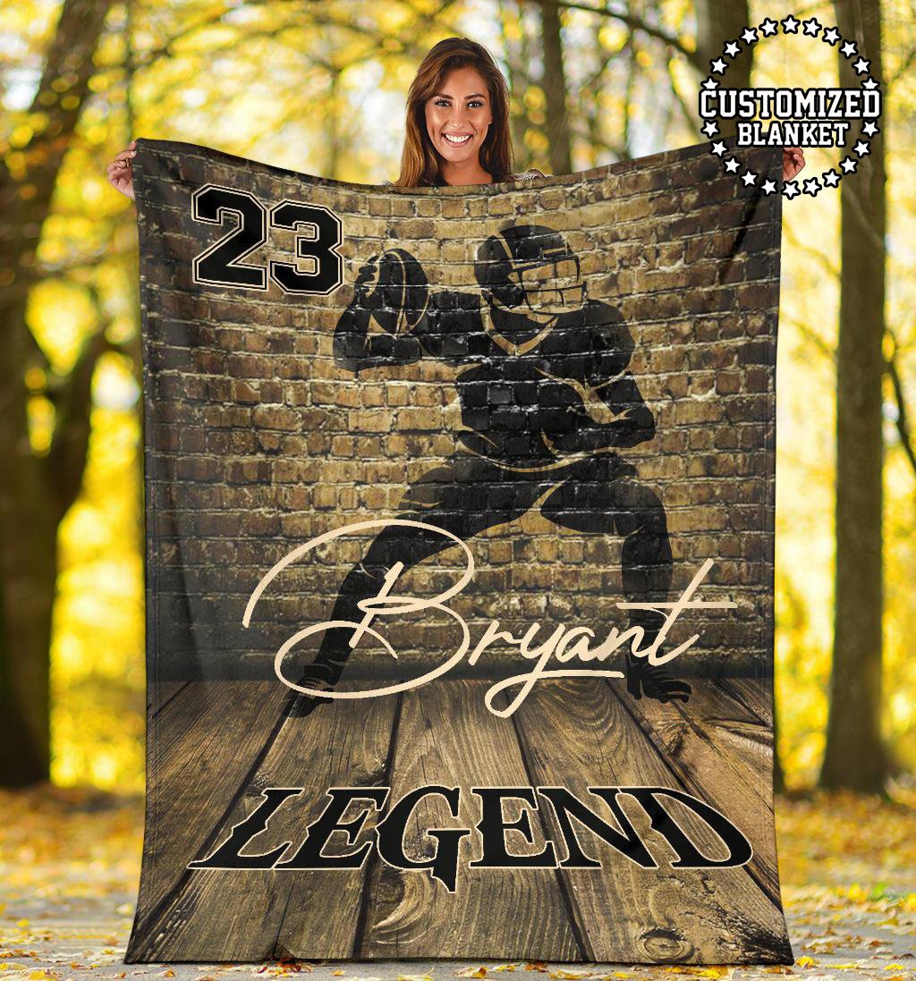 litzzy Personalized Lineman Football Brick Wall Fleece Blanket - Tltm1011201 Quilt Blanket QUATERBACK 50 x 60 