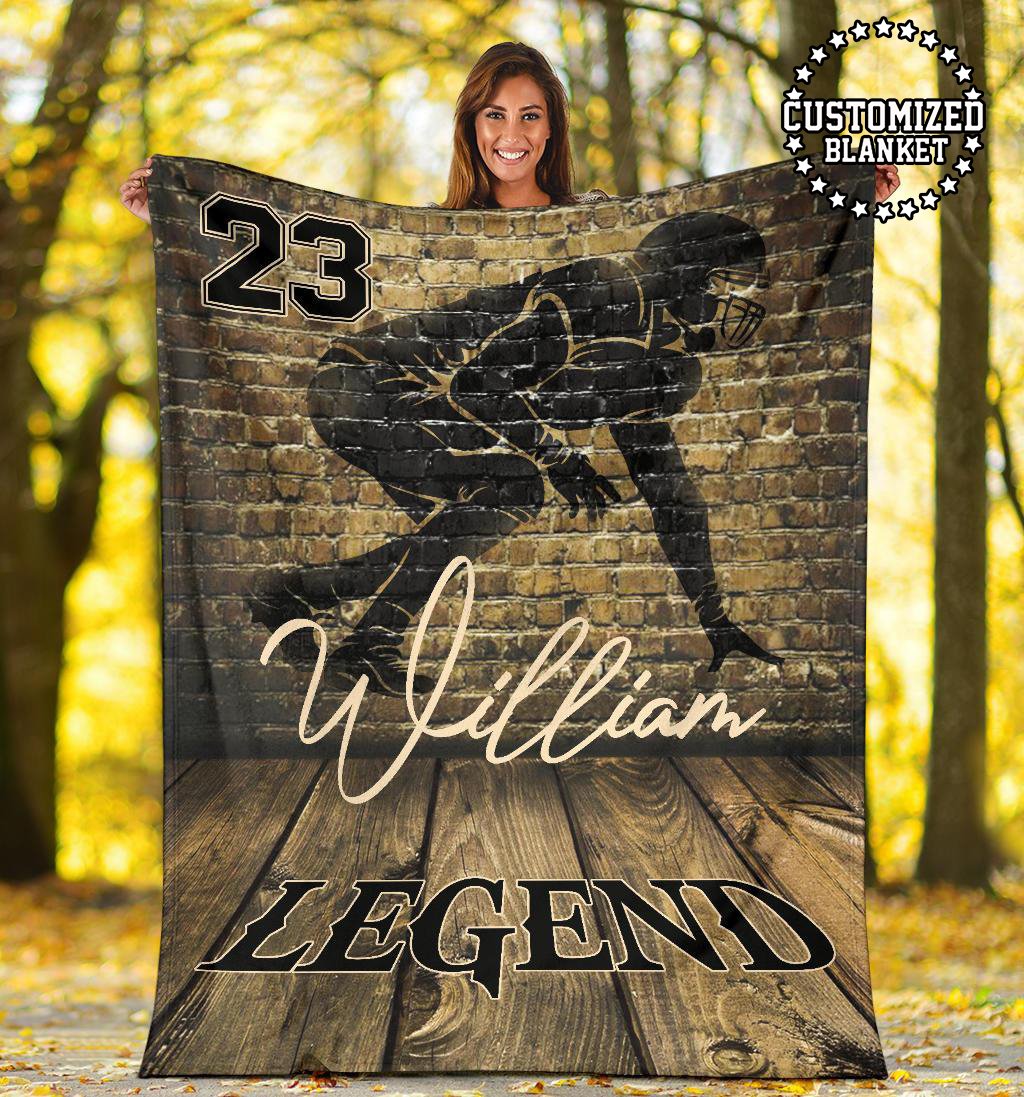 litzzy Personalized Lineman Football Brick Wall Fleece Blanket - Tltm1011201 Quilt Blanket LINEMAN 50 x 60 