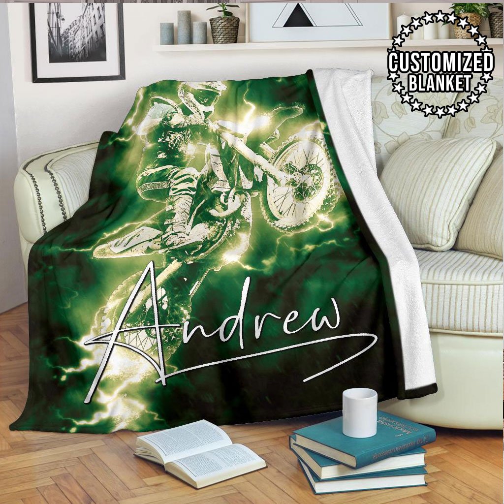 litzzy Personalized Motorcycle Fleece Blanket - Lath1311204 Quilt Blanket GREEN 60 X 80 