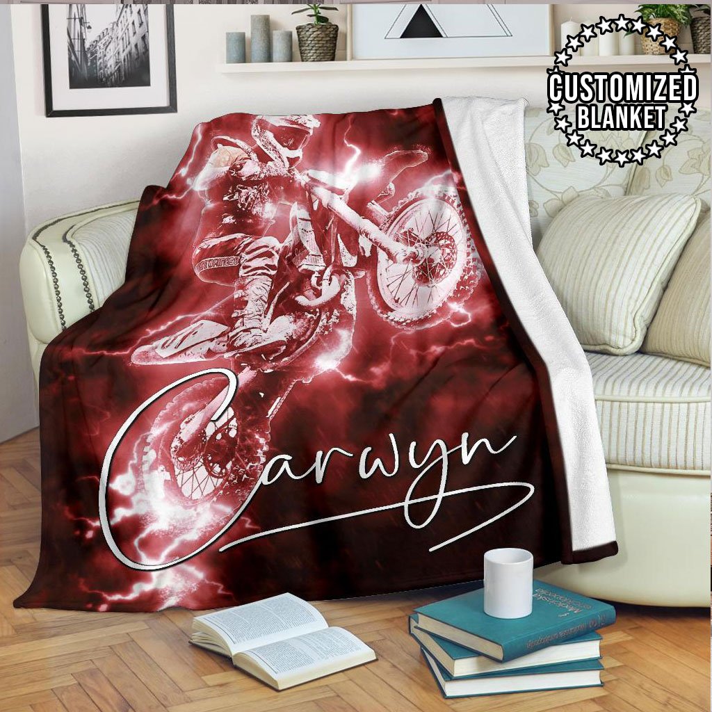 litzzy Personalized Motorcycle Fleece Blanket - Lath1311204 Quilt Blanket RED 50 X 60 