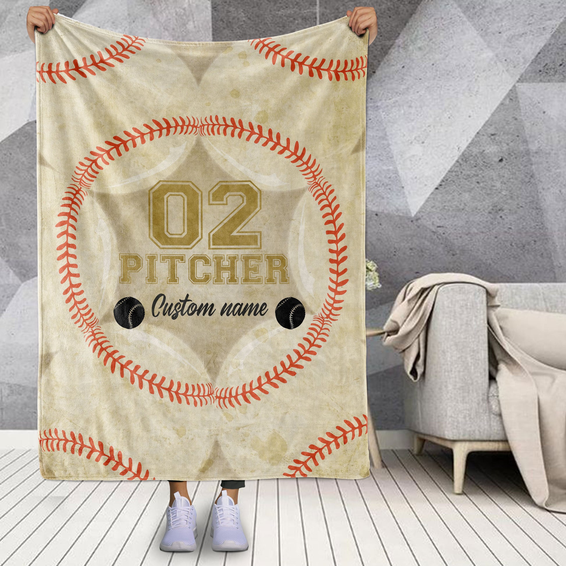 litzzy Personalized Position Baseball Fleece Blanket - Lath0712201 Quilt Blanket   