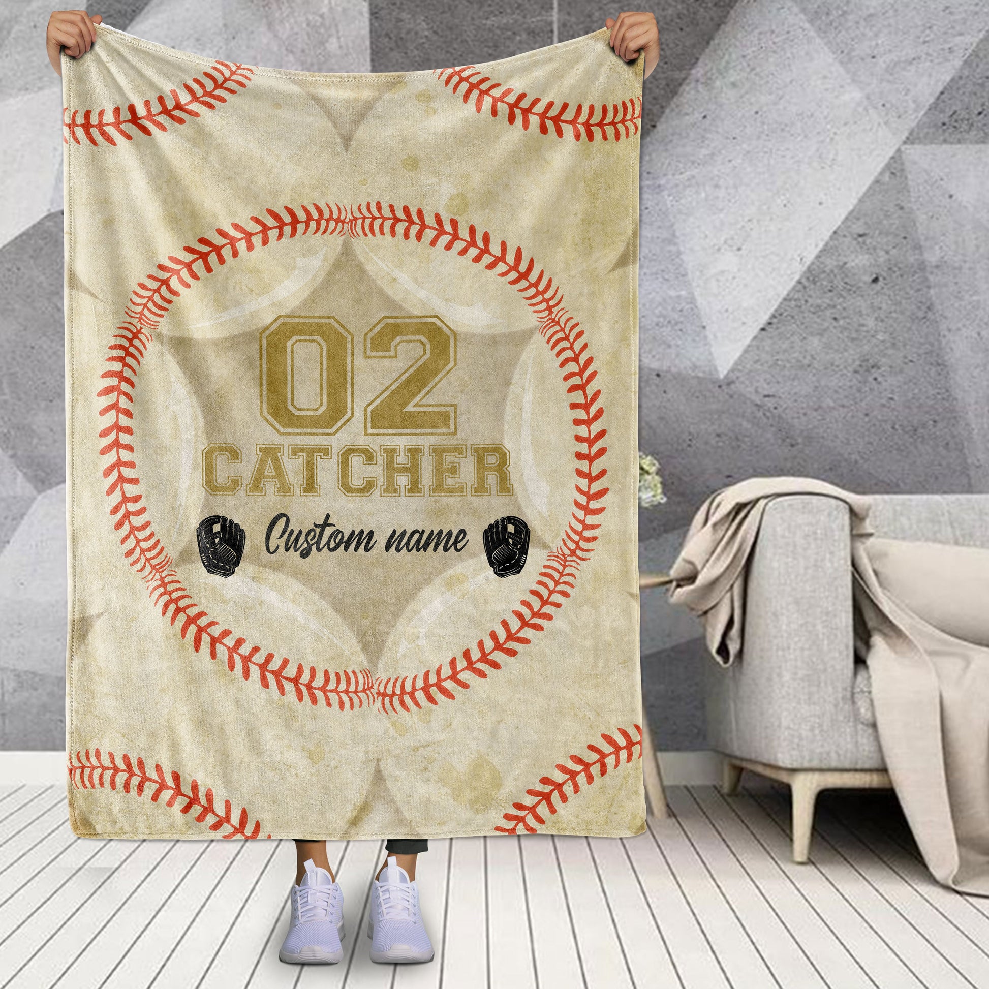 litzzy Personalized Position Baseball Fleece Blanket - Lath0712201 Quilt Blanket   