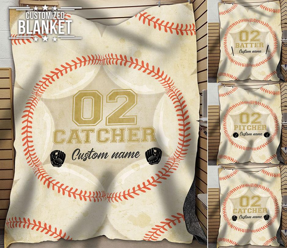 litzzy Personalized Position Baseball Fleece Blanket - Lath0712201 Quilt Blanket   