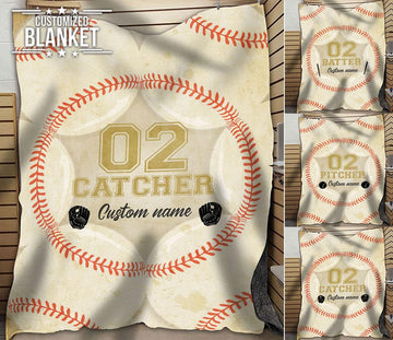 litzzy Personalized Position Baseball Fleece Blanket - Lath0712201 Quilt Blanket   