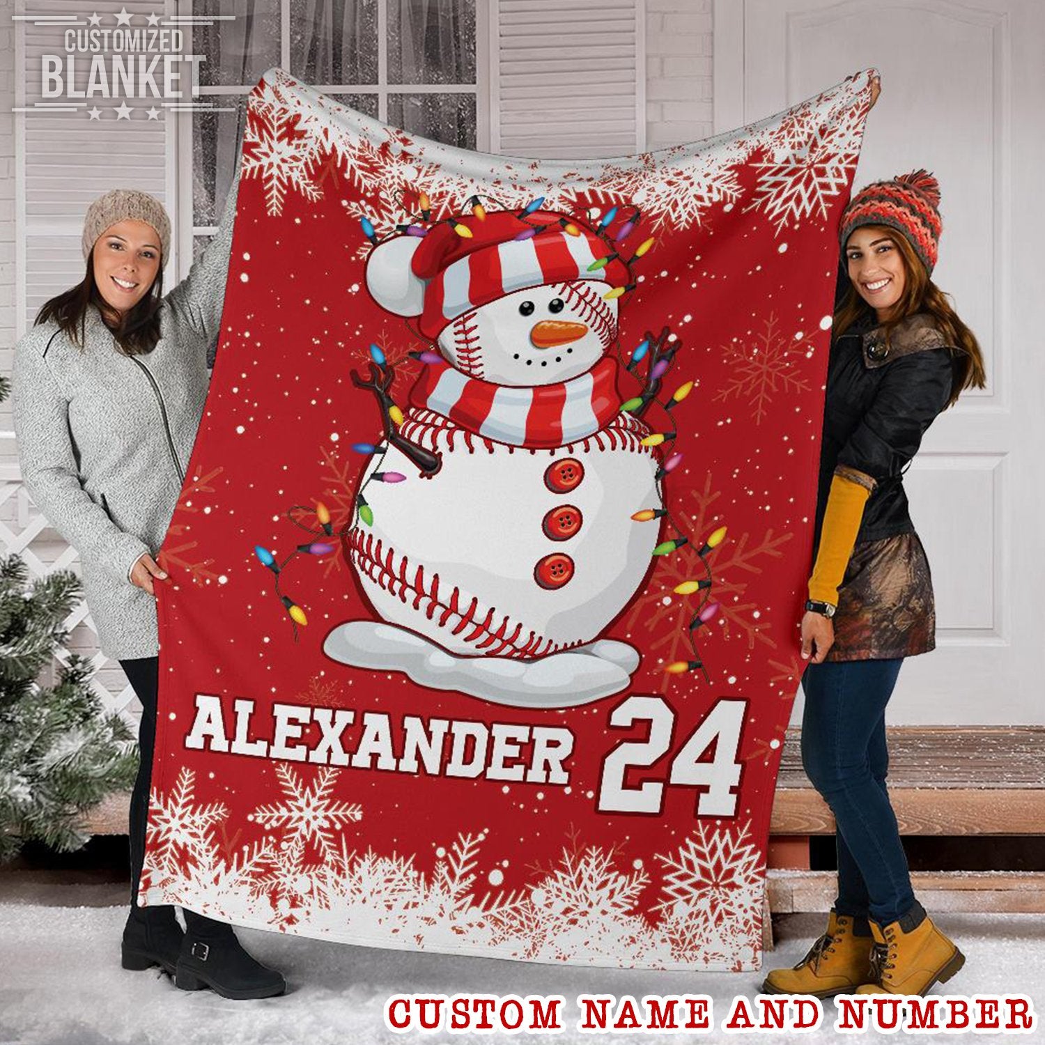 litzzy Personalized Snowman Baseball Fleece Blanket - Tlty1811201 Quilt Blanket 60x80  