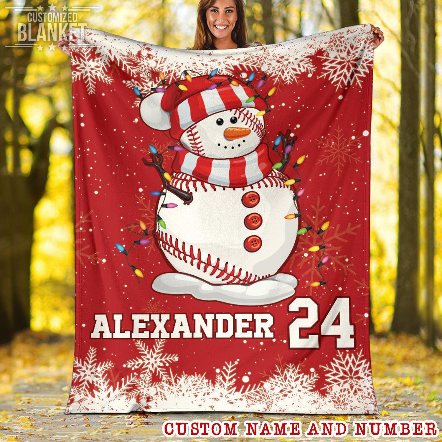 litzzy Personalized Snowman Baseball Fleece Blanket - Tlty1811201 Quilt Blanket 50x60  